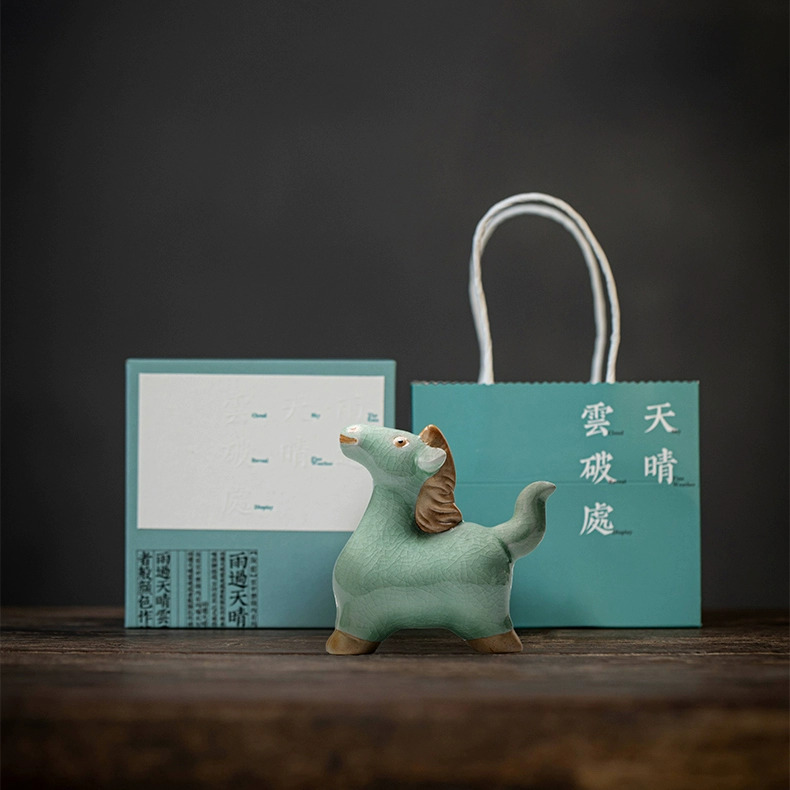 汝窑绿“码”茶宠摆件