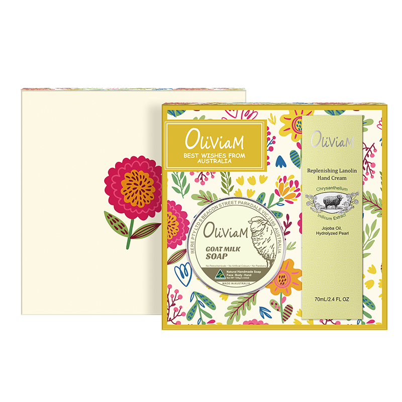 OLIVIAM澳莉维亚 洋甘菊手霜原味羊奶手工皂 屋顶花园两件套