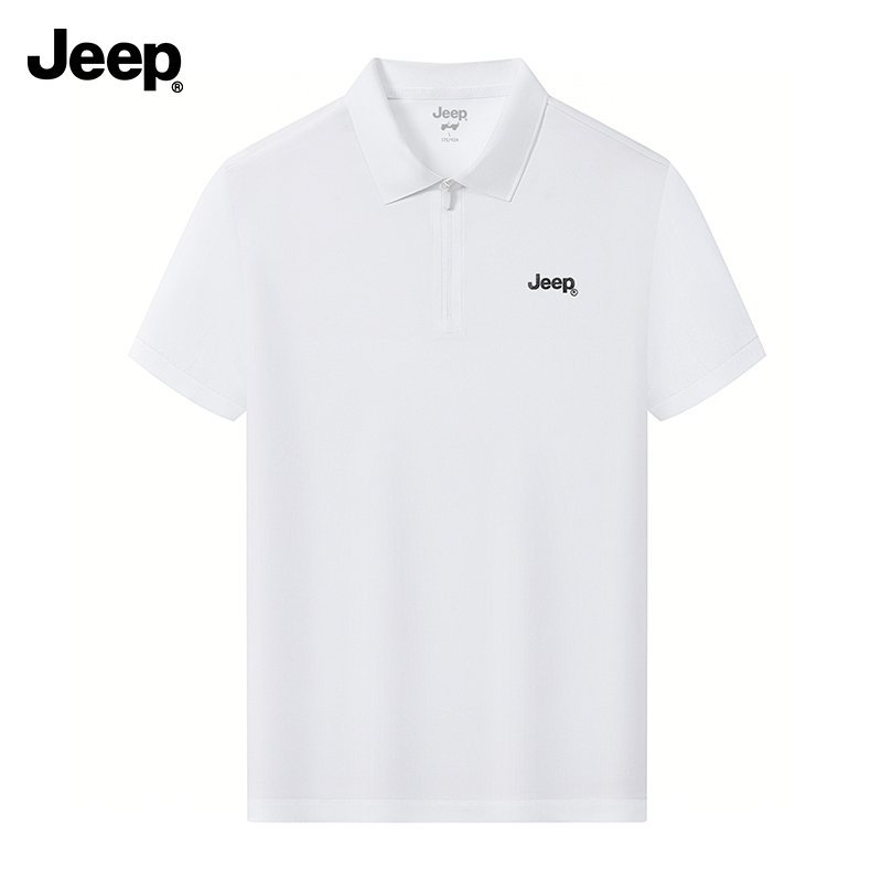 代发【冰丝凉感】JEEP吉普速干半拉链短袖polo衫男款夏季宽松翻领上衣