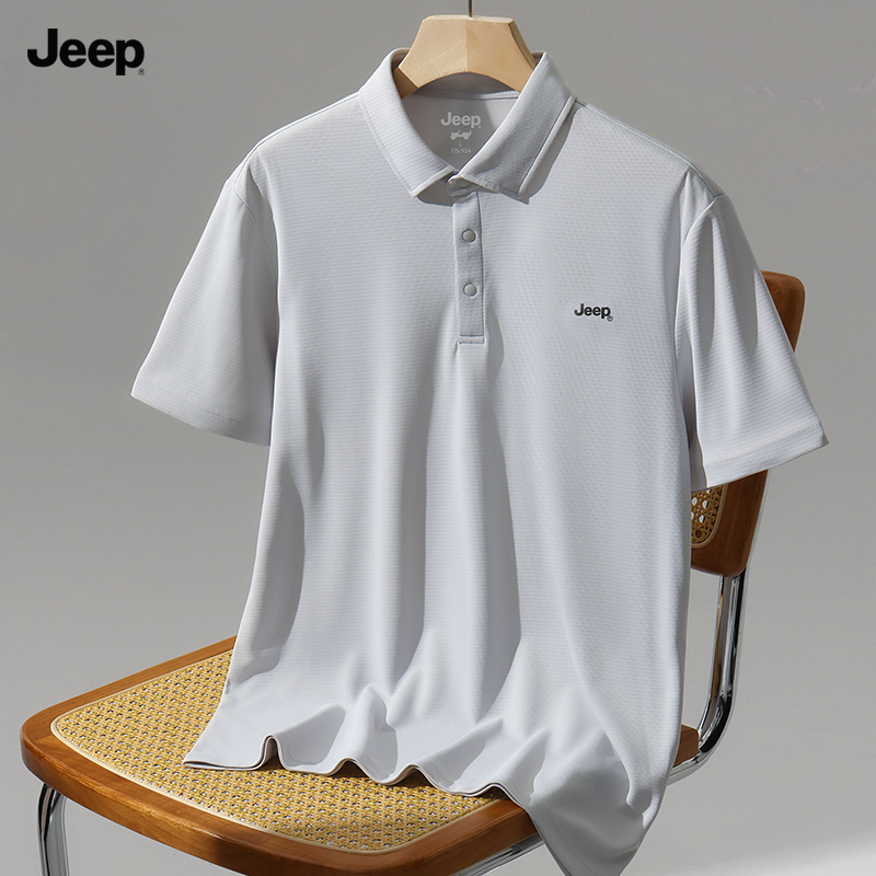 代发【冰丝凉感】JEEP吉普速干短袖polo衫男款夏季2025新款宽松体恤衫