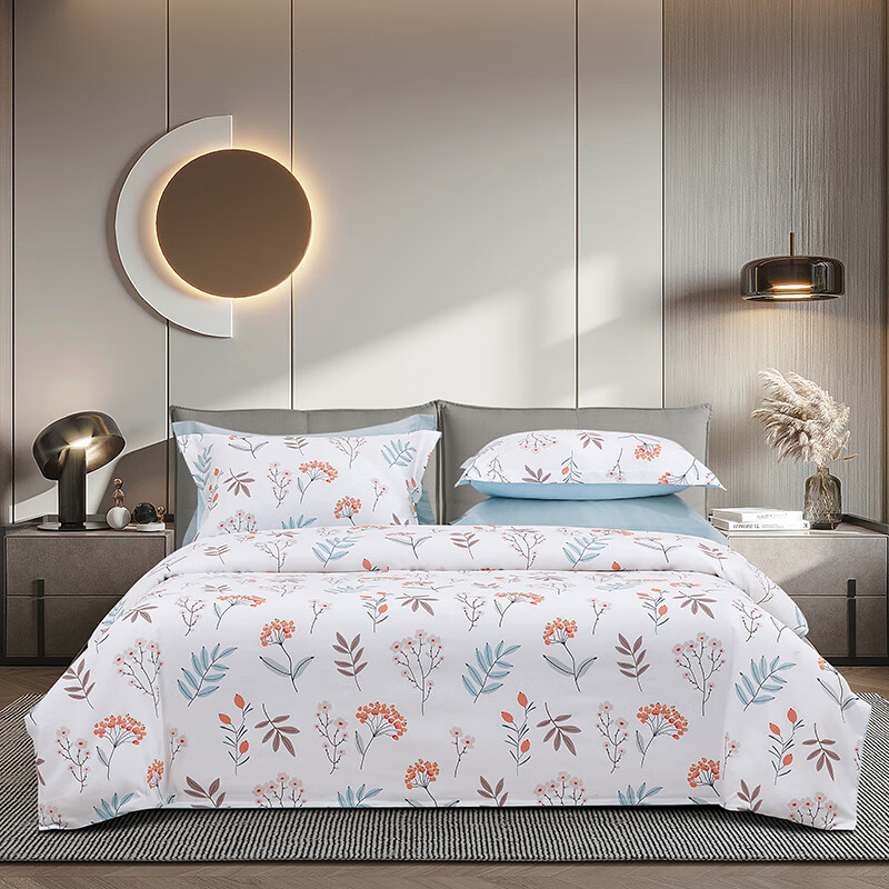 荐代发梦洁家纺【团购】四件套 云朵绵印花四件套：黛容 床单款 （被套200*230cm）