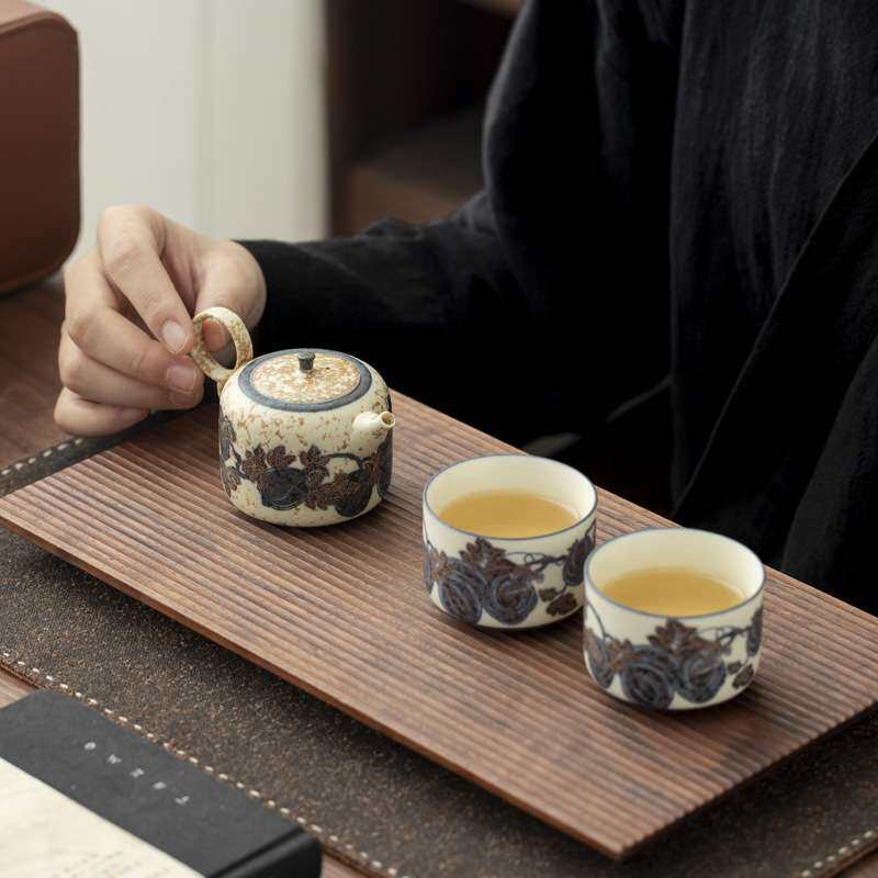 源头易硕 陶瓷旅行茶具简约迎福壶便携茶具 YS500