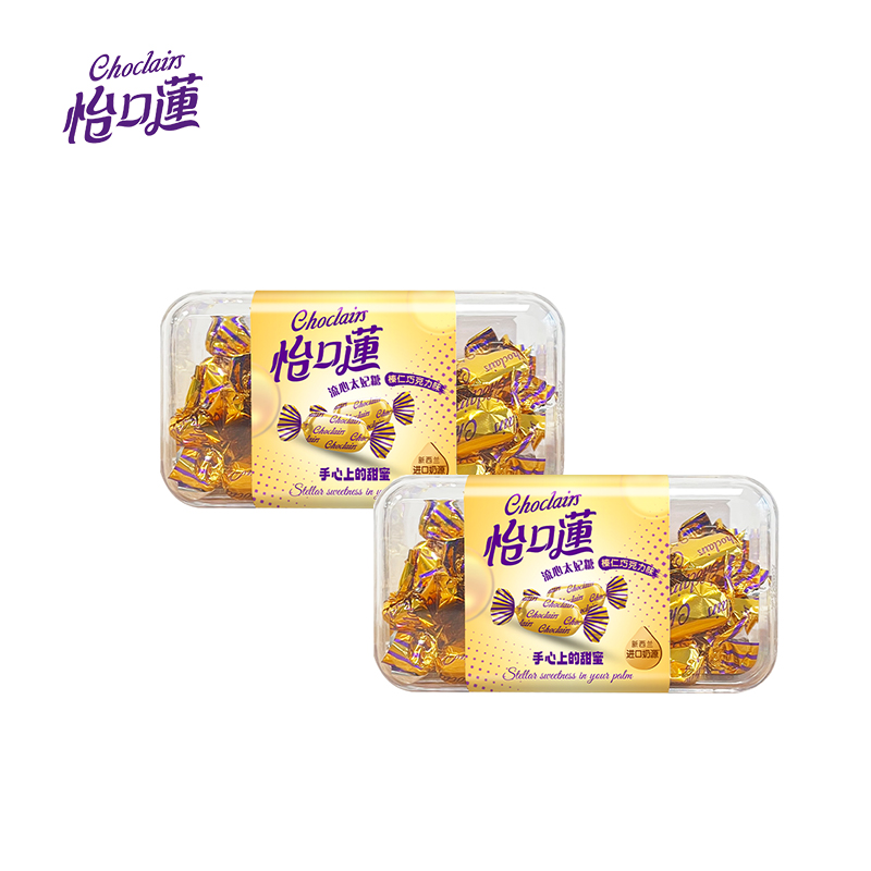 代发怡口莲流心太妃糖晶彩装-榛仁巧克力味198gX2