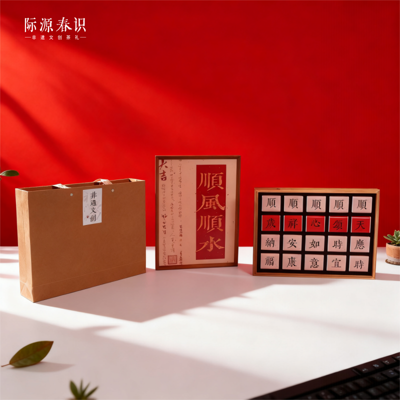 代发顺风顺水·非遗文创画框茶礼-大气挂画特级祁门红茶毛峰120g