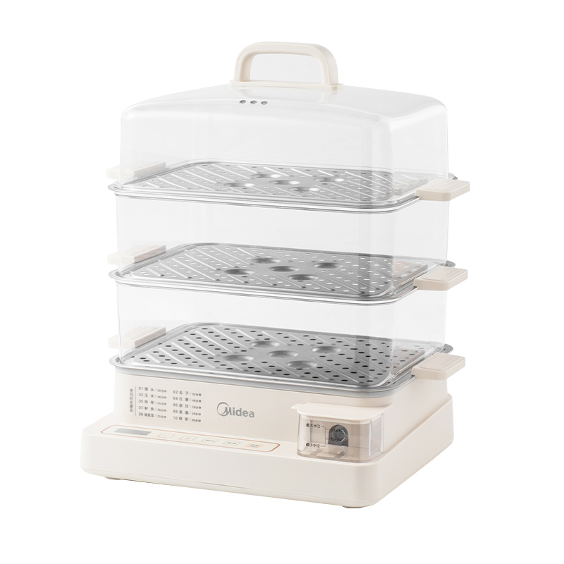 代发美的电蒸锅 22L三层大容量外置加水蒸锅电蒸锅 透明视窗不锈钢蒸片多用途蒸包子锅多功能锅ZGC322301