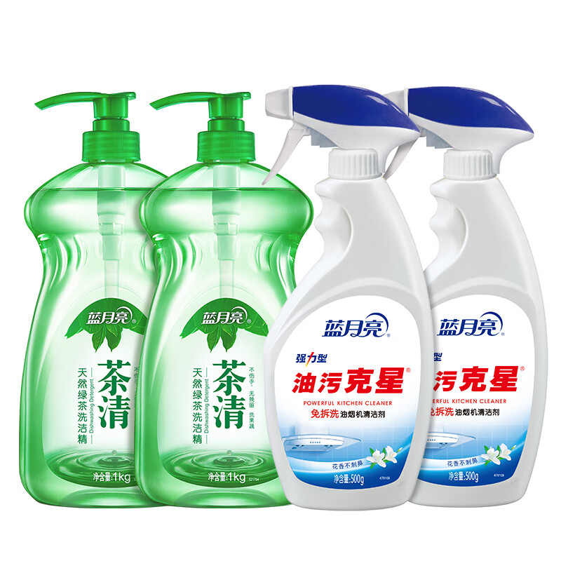 蓝月亮 厨卫组合：茶清1kg*2+青柠油污克星500g+青柠油污克星瓶补500g	BJC08-81000818
