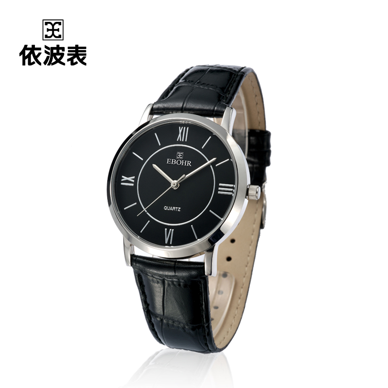 依波防水手表简约石英皮带表 黑盘女表 00831246