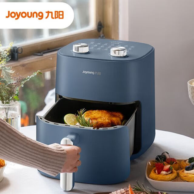 代发九阳（Joyoung） 空气炸锅 家用智能无油不粘电炸锅薯条机5L大容量蒸汽嫩烤炸锅 KL50-V525 蓝色