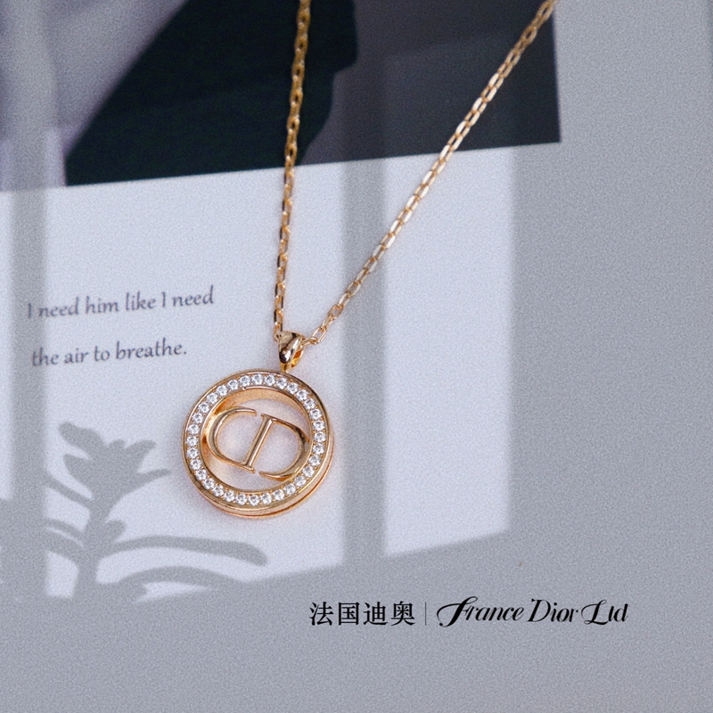 源头法国迪奥时来运转项链玫瑰金色情侣锁骨链时尚气质吊坠礼物