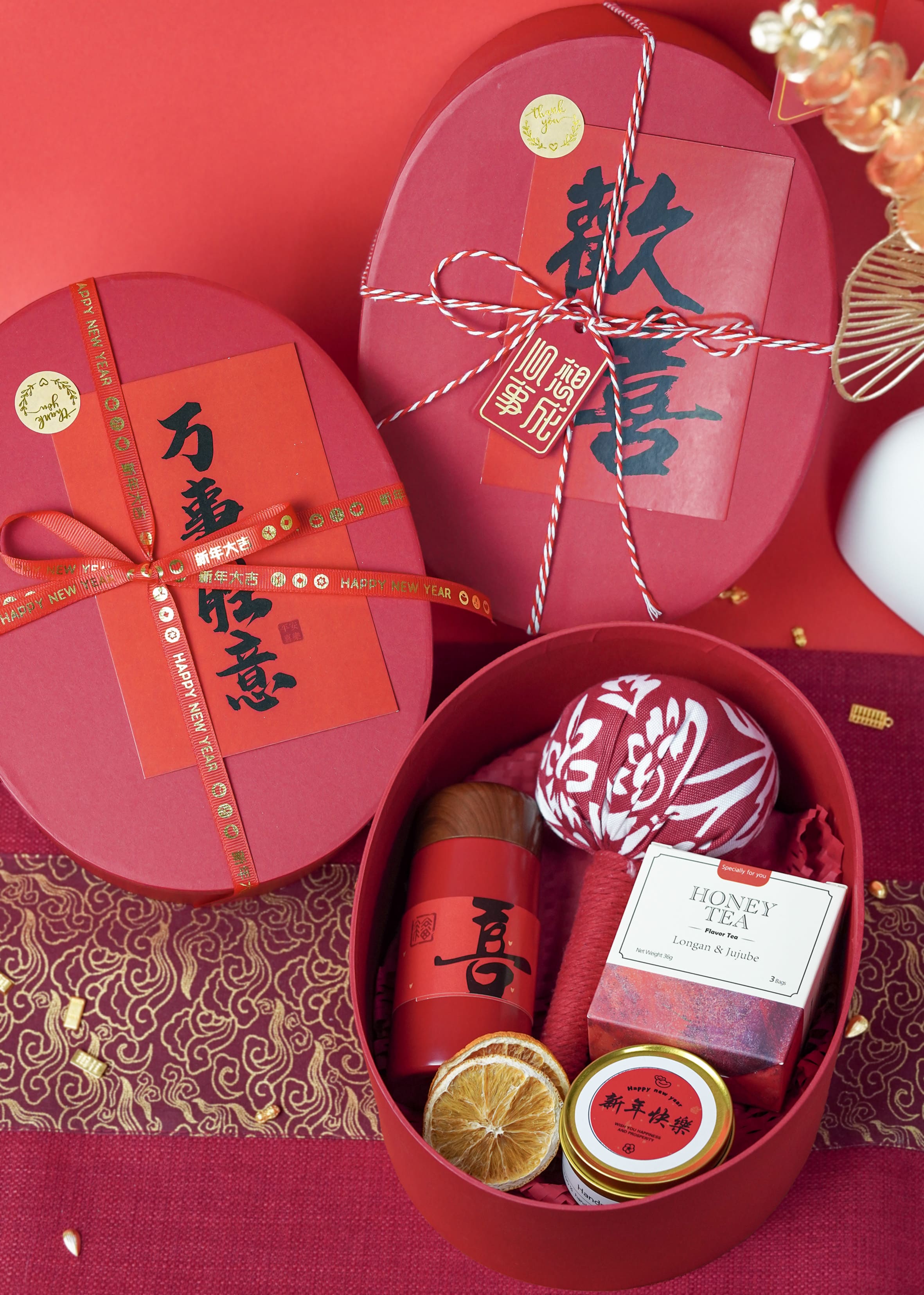 源头渝情渝礼伴手礼定制LOGO伴手礼定制礼盒节日礼品 婚庆生日春节礼盒圣 红色创意礼品装欢喜中国年