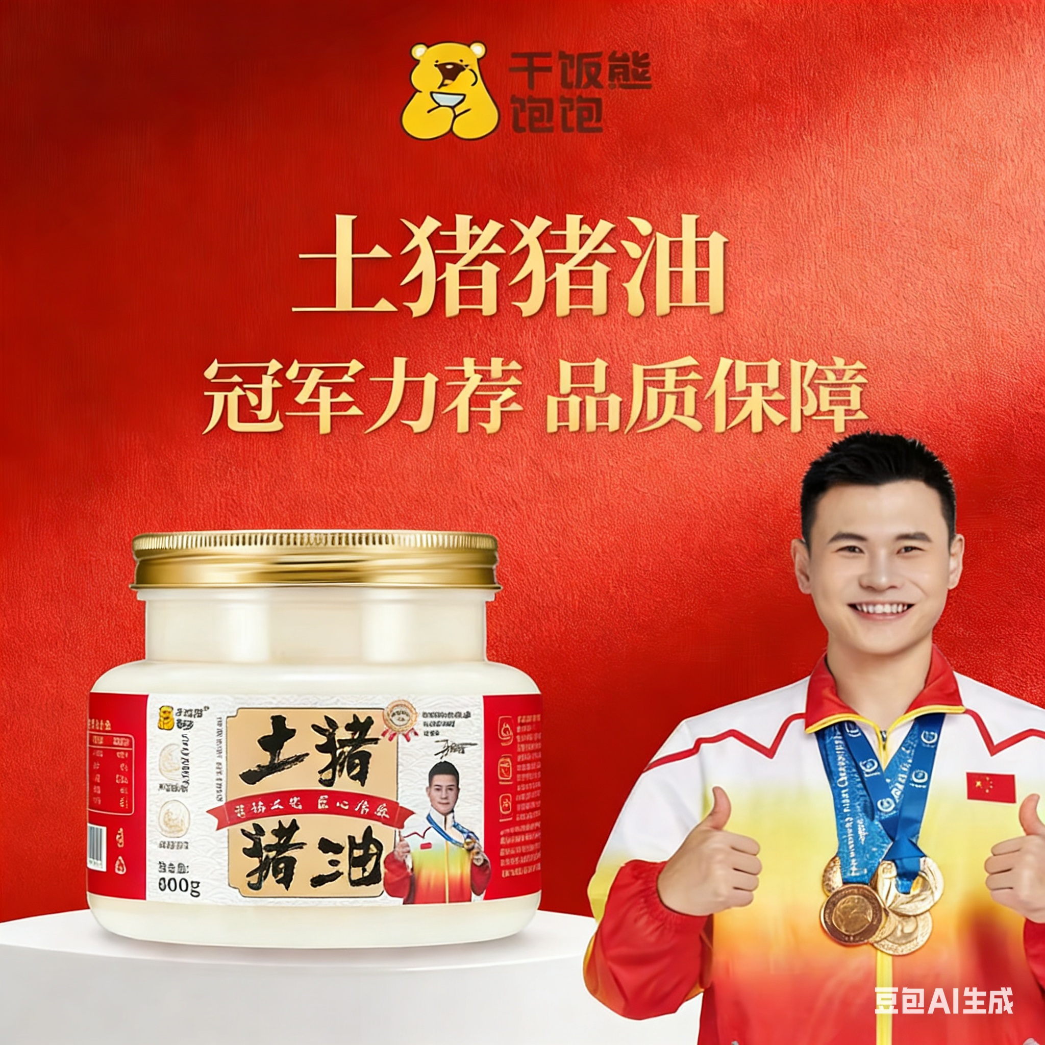 干饭熊饱饱 冠军猪油2罐装