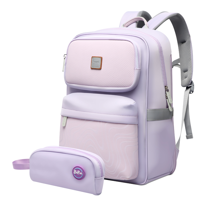 代发BOPAI博牌简约轻便初中小学生书包女减震卸力双肩背包