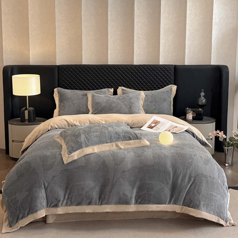 代发啄木鸟（PLOVER）超级牛奶绒四件套-简灰ZMN-NNR017（适合1.8M/1.5M床）