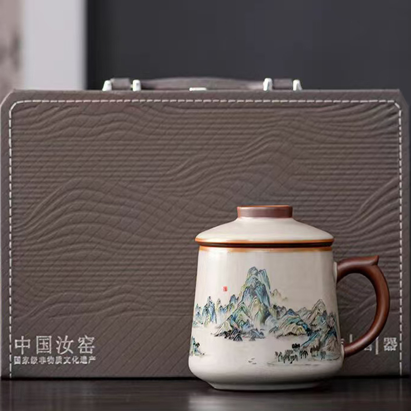 鹏翼亚黄汝窑千里江山办公杯PE3