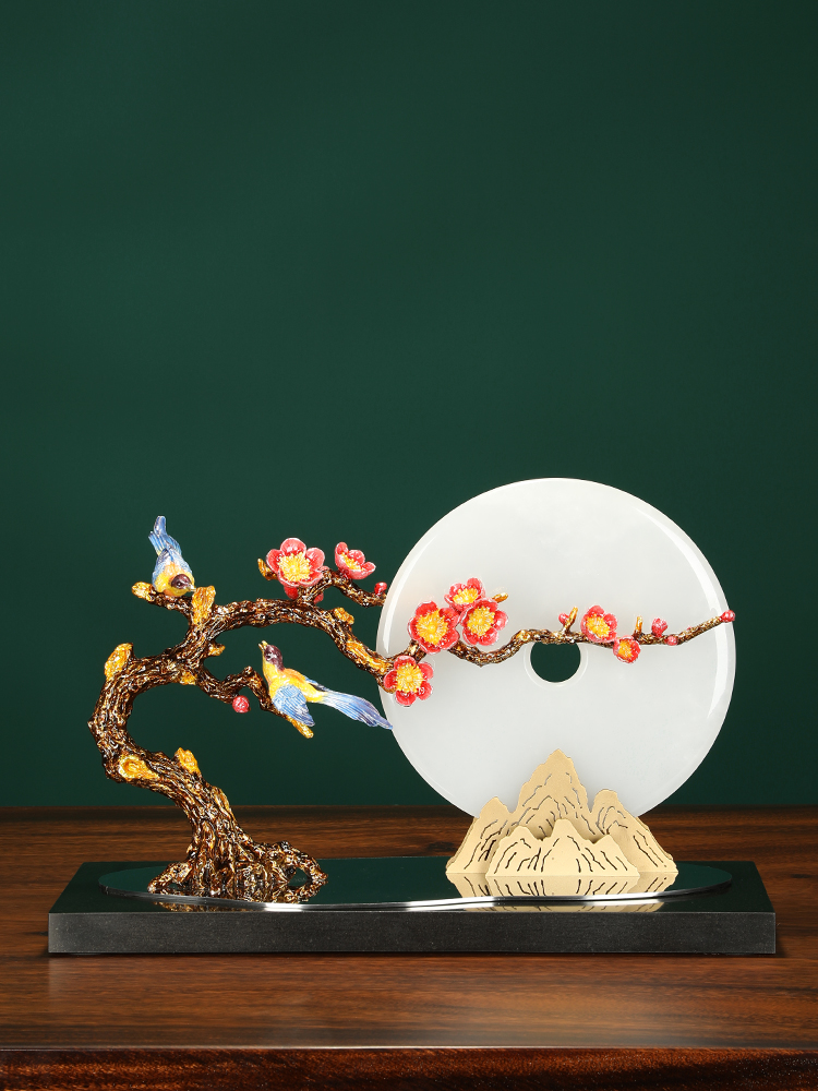 代发全锦喜上眉梢天然玉石平安扣摆件乔迁新居礼品客厅办公室工艺品