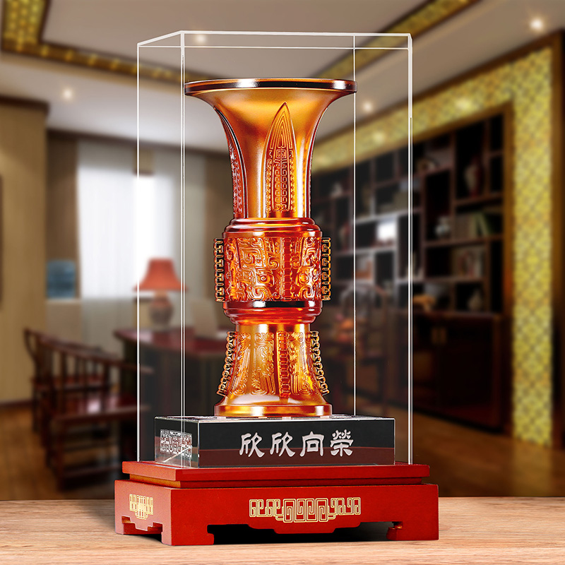 全锦（大号）欣欣向荣御尊摆件琉璃工艺品家居饰品企业开业送礼送领导定制