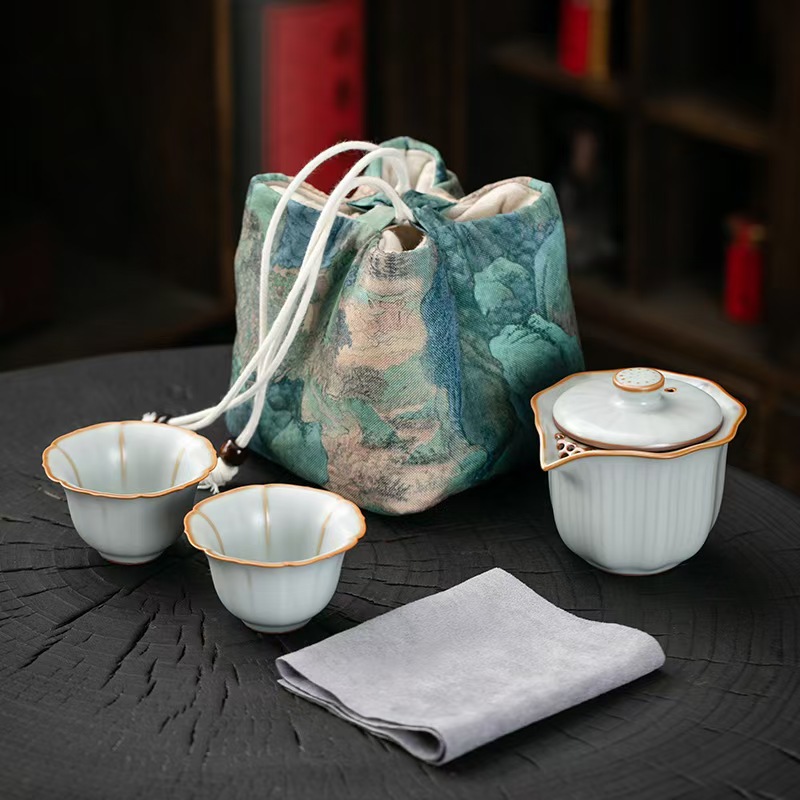 源头鹏翼亚黄汝窑快客杯布袋装PE6