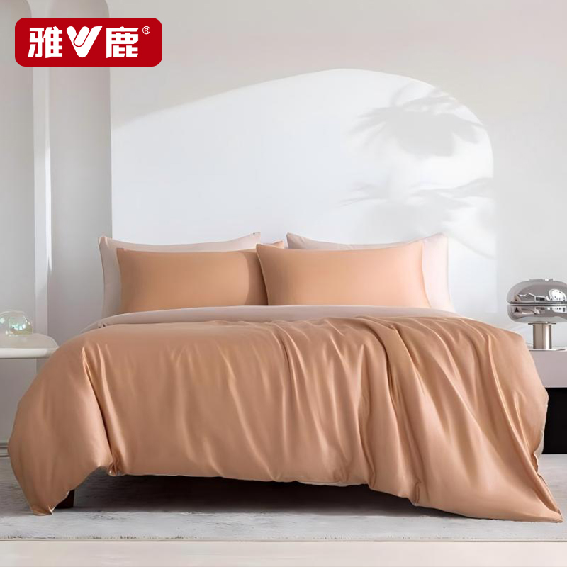 雅鹿100s全棉丝光贡缎四件套 YLTJ120-1 拿铁咖+铂光