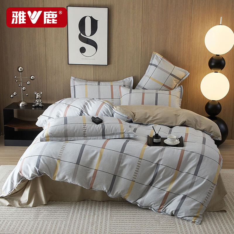荐代发雅鹿全棉印花四件套  YLTJ097 依贝-灰