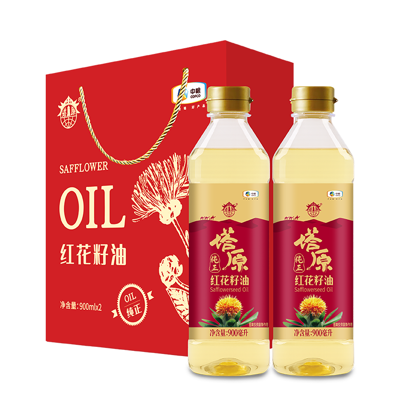 代发中粮塔原纯正红花籽油礼盒900ml*2