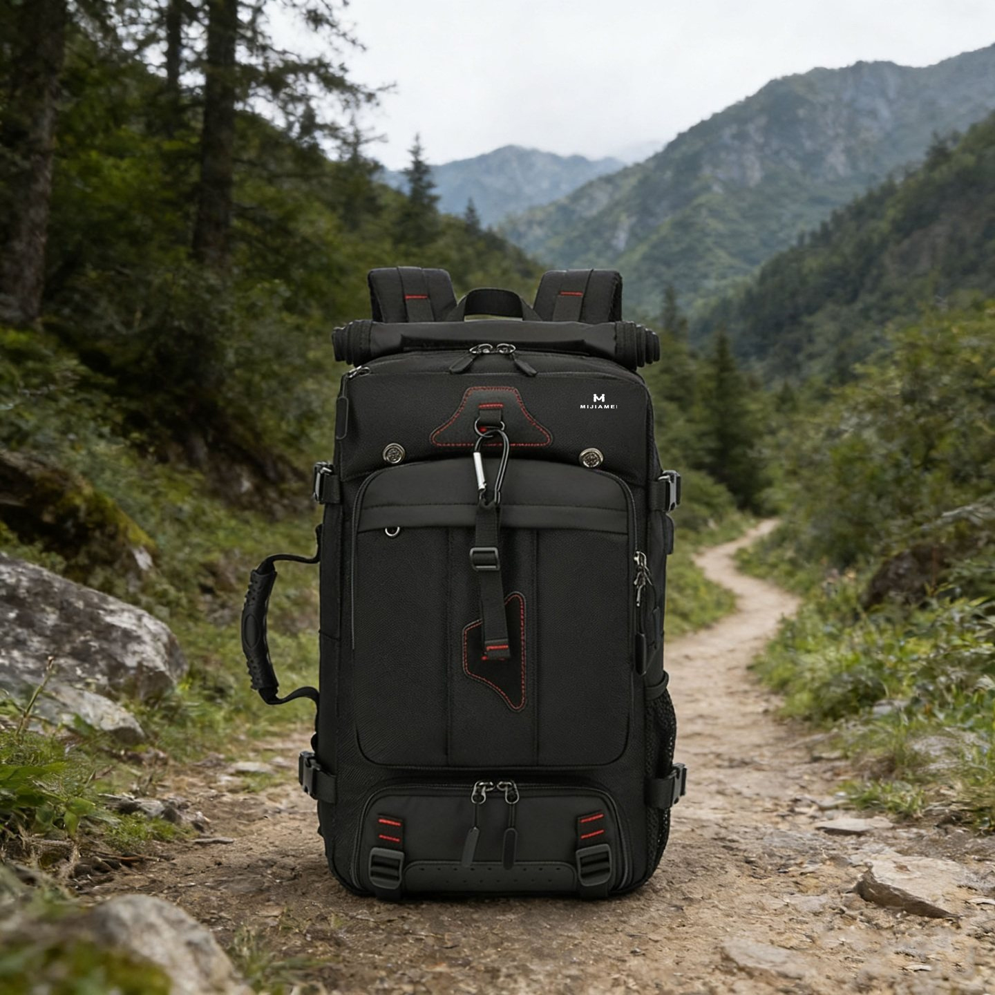代发米茄美户外登山大容量轻便旅行双肩包多功能卷帘干湿分离电脑背包M074