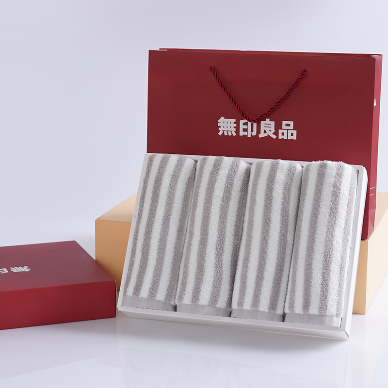 无印良品纯棉柔软吸水毛巾 （四条装）MJ-zu0636