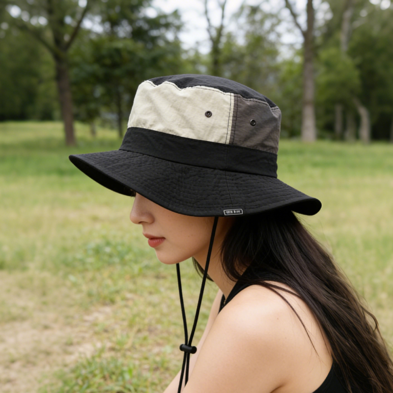 领攀大师（DASPAN）户外渔夫帽夏季户外徒步登山防晒帽男女遮阳帽NM-2201 藏蓝拼接色