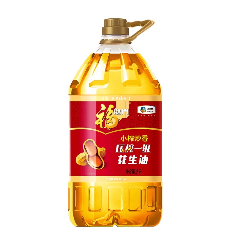 福临门小榨炒香压榨一级花生油5L
