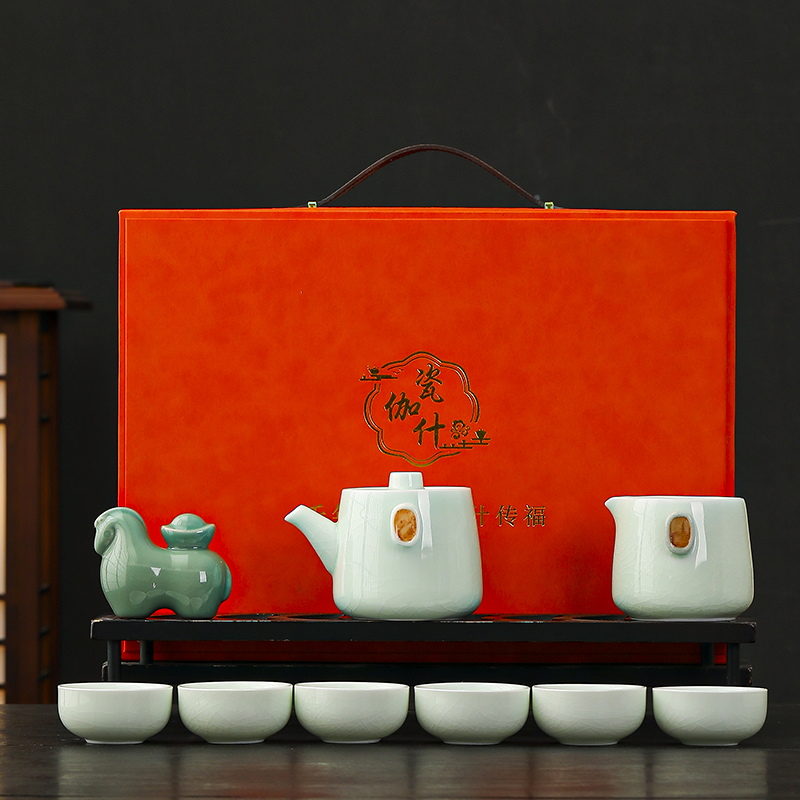 源头瓷伽什福马献瑞茶具套装CJS-GY-001