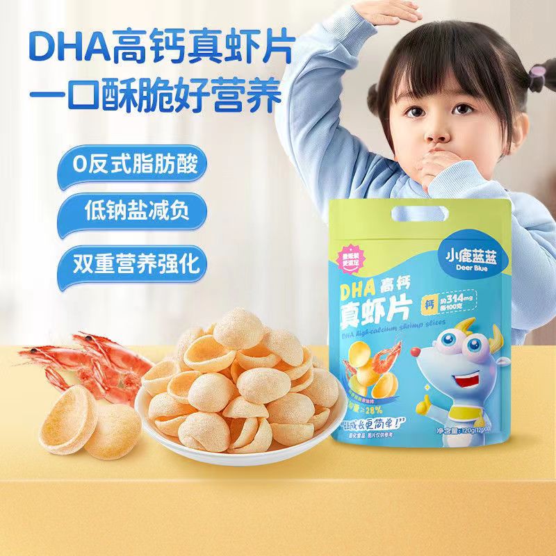 小鹿蓝蓝零食DHA高钙真虾片120g