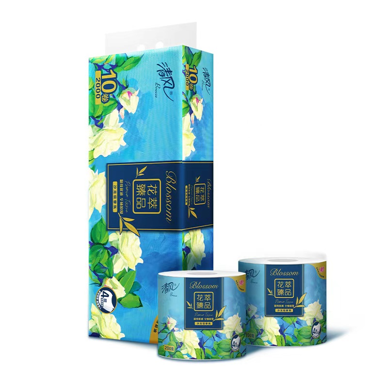 代发清风花萃臻品4层200克/卷*10卷/提*2提 （20卷 ）筒纸