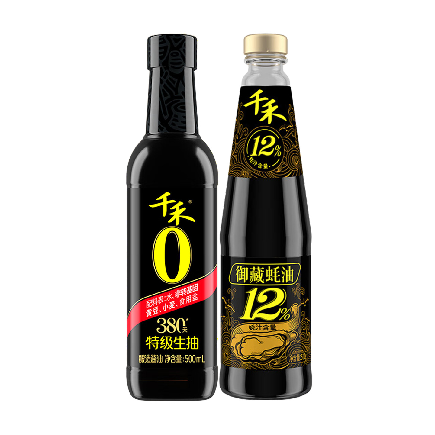 代发千禾零添加酱油380天特级生抽500ml+千禾御藏蚝油510g 12%蚝汁含量调味组合装