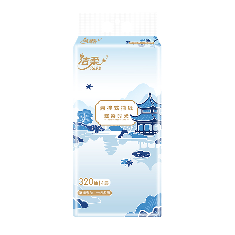 代发洁柔甄选立体压花挂抽纸面巾 TR097301A 4层320抽170x155mm*4包*1箱