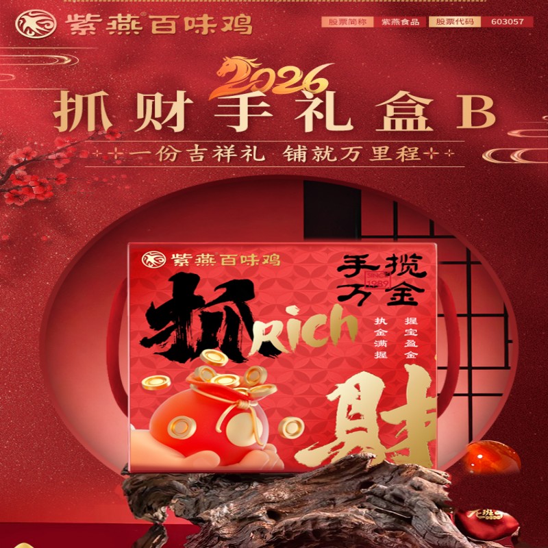 荐代发紫燕百味鸡 抓财手B 514g