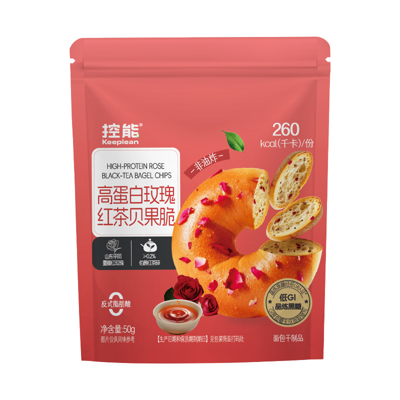 控能高蛋白贝果脆（玫瑰红茶)50g